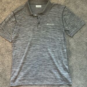 Columbia Grey Men’s Golf Active wear Polo Omni wick material size medium